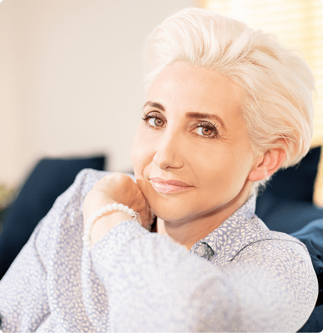 image Middle-aged woman smiling.